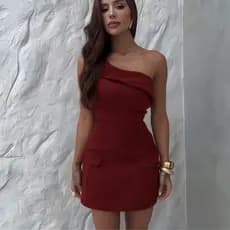 Vestido Feminino Ombro Único Assimétrico 00257