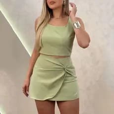 Conjunto Saia Feminina  Regata e Cropped Regatinha 001546
