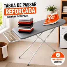 Tábua de Passar Roupa Dobrável Reforçada 4 Alturas Porta Ferro Antiderrapante