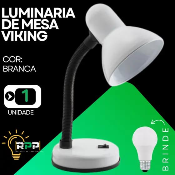 Luminária De Mesa Viking 40w Branca