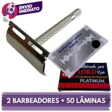 Combo 2 Aparelho Barbear Metal Clássico Manual Profissional E Lâmina Descartavel Barbeador E Navalha