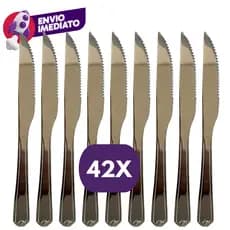 Kit Faca Mesa Refeição Jogo Talher Jantar Churrasco Inox Premium Cozinha Buffet Restaurante