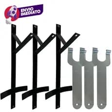 Kit Suporte Reforçado Suspenso Para Botijão E Chave Facilitadora Para Troca Gás Organização Cozinha