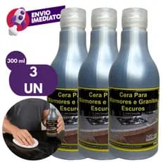 Cera Mármore E Granito Preto E Escuro Com Carnaúba 300ml Proteção Brilho Mesa Bancada Kit 1,2 Ou 3Un