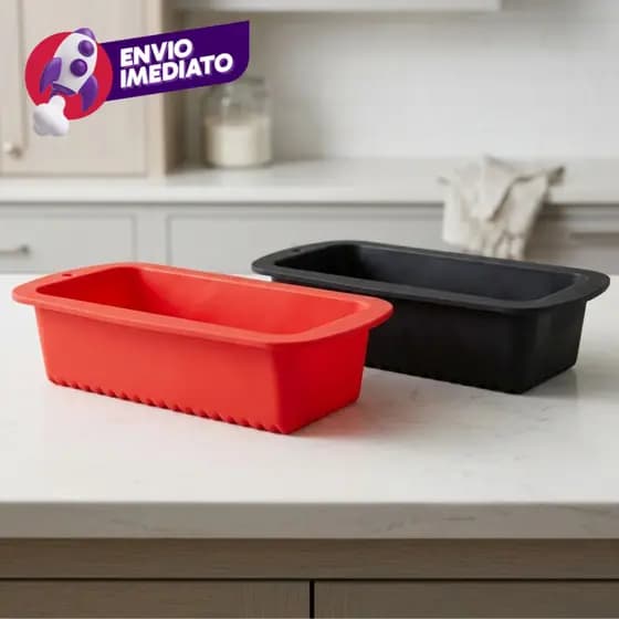 Kit Forma Silicone Pão E Bolo Inglês Assadeira Retangular Antiaderente Cozinha Confeitaria Doce
