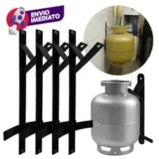 Suporte Suspenso Botijão Gás Organizar Cozinha Porta Cadeado Antifurto Em Aço Pintado