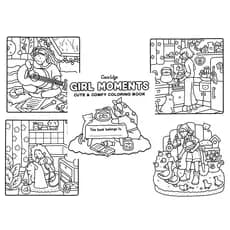 Folhas Girl Moments 42 DESENHOS papel 180g (SEM CAPA E SEM ENCADERNAÇÃO) Tamanho A5 SOMENTE FOLHAS