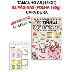 Livro HOW TO DRAW PATTERNS (Como desenhar Padrões/Estampas/Modelos) 92 página - Impressão Colorida - Capa dura