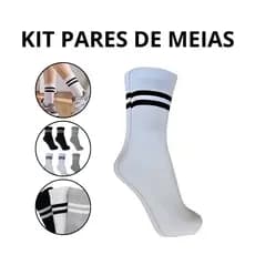 Kit 3 Até 12 Pares Meias Cano Alto Algodão Ótima Qualidade Moderna