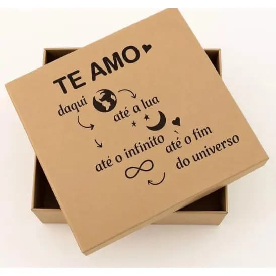 Caixa em Mdf 30x30x8 Te Amo Daqui Ate a Lua Embalagem Grande Presente Caixona Grandona