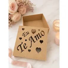 Caixa organizadora presente Eu te amo 15x15x5 cm madeira MDF