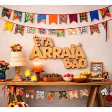 Letreiro festa junina em mdf Eita arraia Bão + Porta guardanapo tematico brind