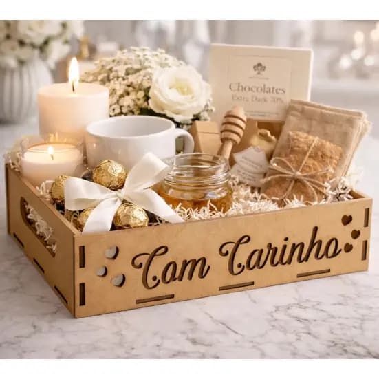 kit bandeja em mdf pesonalizado para montar cestas para cafe da manha e para presente
