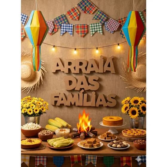 Palavra letreiro Placa Decorativa Arraiá das amigas Arraia das familias em mdf decorção+ 2 porta guardanapo tematico