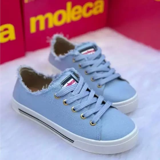 Tênis Moleca Feminino Casual Básico Desfiado Lona Macio 100% Original