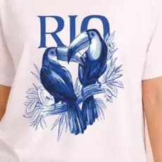 Camisa Oversized Max Camiseta Moderna Feminina  Verão Rio Algodão 30.1 Estampado Alta Qualidade
