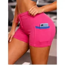 SHORT DE ACADEMIA FEMININO FITNESS COES MEDIO FEITO NO SUPLEX ZERO TRANSPARENCIA COM BOLSO