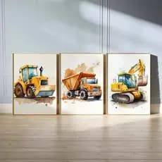 Quadros Decorativos 3 peças 40x60 Caminhões Delicados