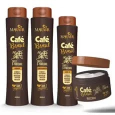 Kit Capilar Café Brasil Mahair Shampoo Condicionador Mascara Creme de Pentear