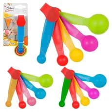 Kit com 5 Colheres Medidoras de Plástico Coloridas para Receitas e Cozinha