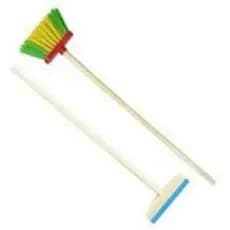 Kit de Limpeza Infantil - Vassoura e Rodo de Madeira Brinquedo Educativo