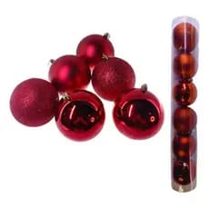 Kit Bolinhas Enfeite Árvore De Natal 6cm Mista Lisa Glitter fosca Decoração Natalina 8UN