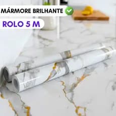Papel de Parede Autocolante Mármore Brilhante Vinílico Sala Bancada Cozinha Decoração 5 Metros Lineares