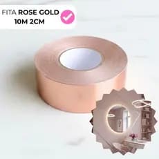 10M Fita Lisa Rose Gold Adesiva Metalizada Ideal P/ Decorações Festas Paredes Colagens Pisos 2CM
