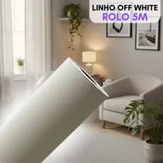 Papel de Parede Linho Off White Autocolante Rolo 5M 45CM Ambientes Sofisticados Modernos