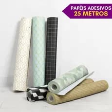 Kit 5 Rolos de Papel de Parede Autocolante Vinílico Estampados 25 Metros Lineares Impermeáveis