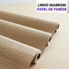 Papel de Parede Adesivo 5MX45CM Linho Marrom Importado Vinílico Ideal P/ Quarto Sala Escritório