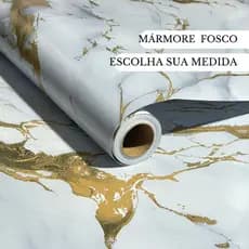 Papel de Parede Autocolante Mármore Dourado Fundo Azulado P/ Lavabo Cozinha Lavável 5M