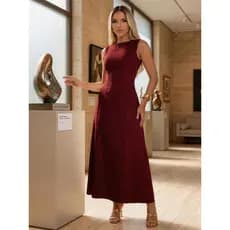 Vestido Longo Feminino Marrente Primavera Elegante Casual Vestido De Feriado  Não Passar Roupa P M G