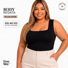 Body Feminino Plus Size Regata Decote Quadrado Suplex Romantic Premium GG G1 G2 G3