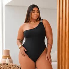 Kit Body Feminino Um Ombro Plus Size com Fivela em Suplex Romantic