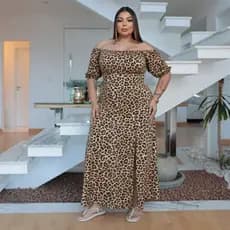 Vestido Feminino Longo Cigana com Fenda Fluity Plus Size