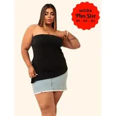 Blusa Feminina Assimétrica Tomara Que Caia Feminina Plus Size Malha Anarruga