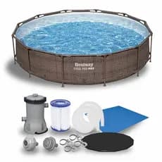 Piscina Estrutural 6.473 Litros Deluxe Circular + Bomba Filtrante + Capa + Forro Bestway