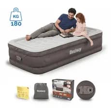 Colchão Inflável Solteiro Twin Fortech Plus 180kg + Bomba Embutida + Bolsa Bestway