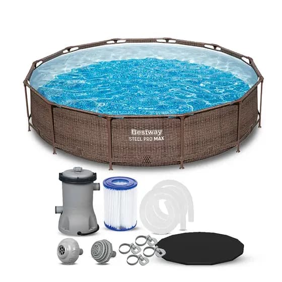 Piscina Estrutural 6.473 Litros Deluxe Circular + Bomba Filtrante + Capa Bestway