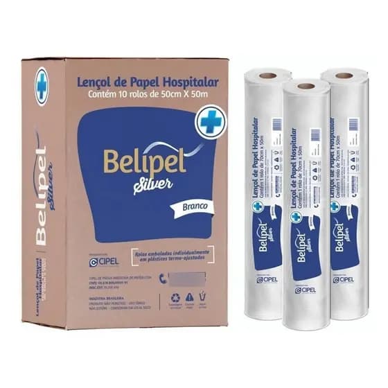 Lençol Descartavel Papel Hospitalar Maca 70x50 Cx Com 2rolos