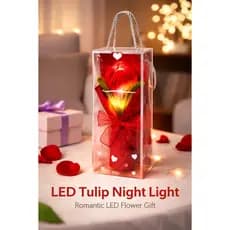tulipa com Luz LED – Flor Eterna Decorativa para dia das maes 10 x 7x25cm  iluminada por delicadas luzes LED