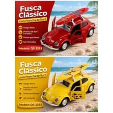 Carrinho Fusca Clássico com Prancha de Surf Miniatura Brinquedo Infantil