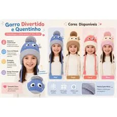 Touca Infantil Super Macio e Quentinha Forrada FrioGorro Infantil de Inverno com Pompom e Orelheiras