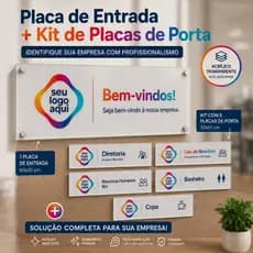 Kit Placas Personalizadas Acrílico 5 ou 10 Placas + Placa Entrada 60x30 Escritório Empresa