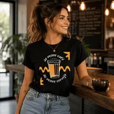 Camiseta Feminina 100% Algodão com Estampa de Frase Casual