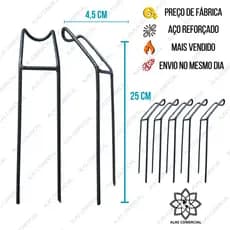 Kit 5 Suportes Apoio Vara Pesca Aço Reforçado p/ Barranco Pesqueiro - Não Entorta