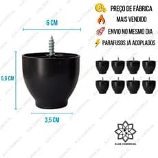 Kit Pés Sapata Pezinho para Sofá Cama Rack 5,6cm - Instalação Rápida Rosca Pronta