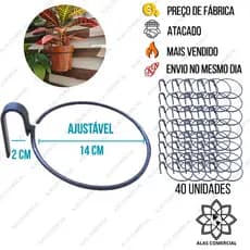 Kit Argola Suporte Reforçado 14cm para Vaso Planta Jardim Vertical Painel - Atacado Revenda