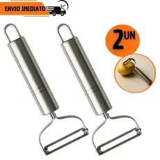 Kit 2 Descascador de Legumes Frutas Aço Inox Praticidade na Cozinha Restaurante